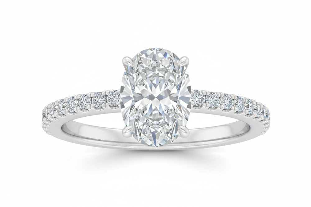 White Gold Oval Diamond Ring